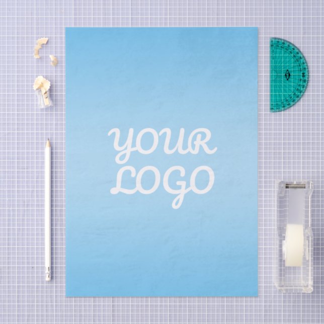 Your Logo & Modern Simple Ombre | Light Blue Tissue Paper (Craft)