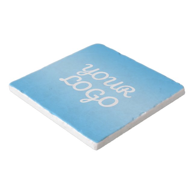 Your Logo & Modern Simple Ombre | Light Blue Trivet (Corner)