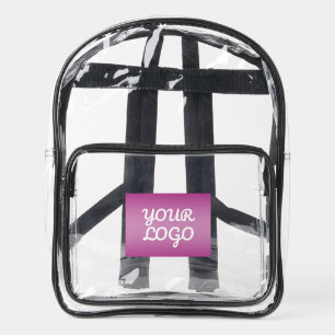 Your Logo & Modern Simple Ombre   Purple Clear Backpack