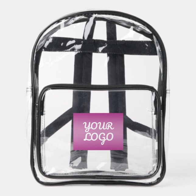 Your Logo & Modern Simple Ombre | Purple Clear Backpack (Front)