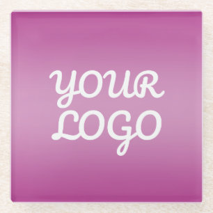 Your Logo & Modern Simple Ombre   Purple Glass Coaster