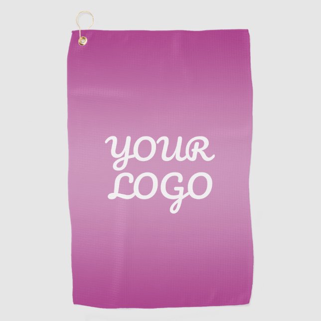 Your Logo & Modern Simple Ombre | Purple Golf Towel (Front)