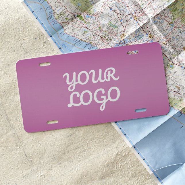 Your Logo & Modern Simple Ombre | Purple License Plate (In Situ)