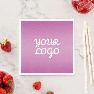 Your Logo & Modern Simple Ombre   Purple Napkins
