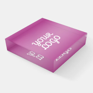 Your Logo & Modern Simple Ombre   Purple Paperweight