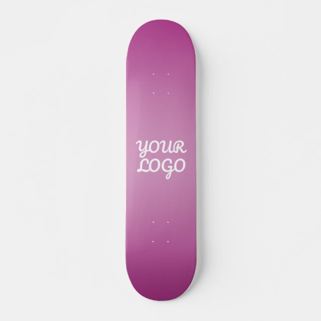 Your Logo & Modern Simple Ombre | Purple Skateboard (Front)
