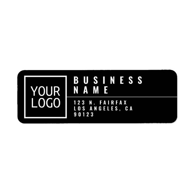 Your logo Modern Stylized Black Return Address  Label (Front)