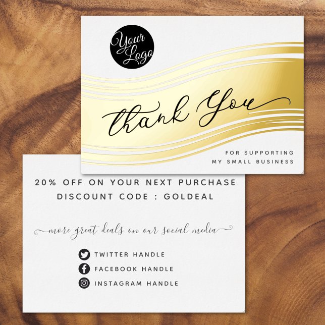 Your Logo Modern Thank You Real Foil Discount Card (Creator Uploaded)