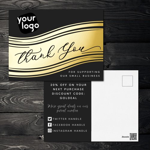 Your Logo Modern Thank You Real Foil Discount Card