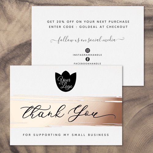 Your Logo Modern Thank You Real Foil Discount Card