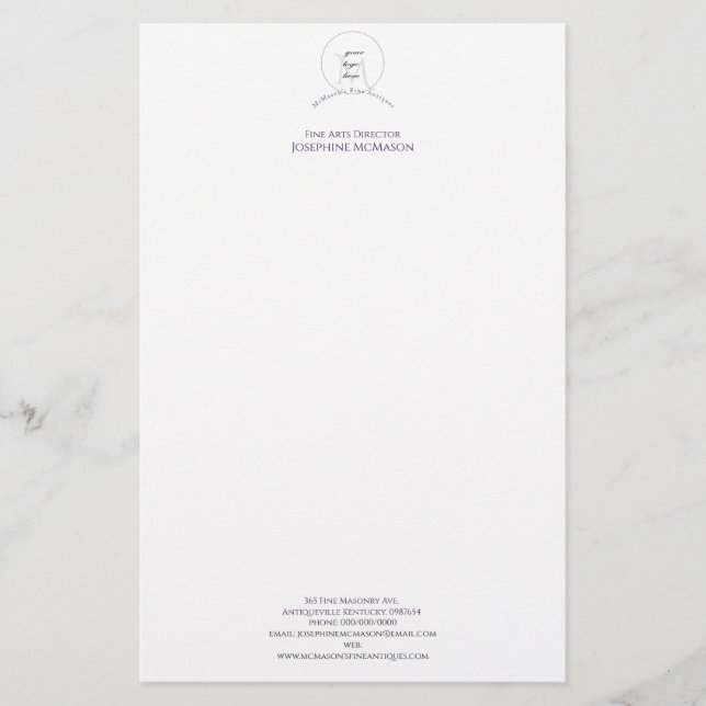 Your Logo Monogram Business Stationery (Front)
