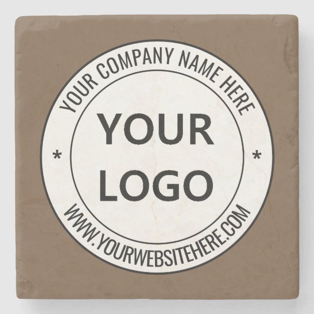 Your Logo Name Info Branded Stone Coaster Example (Front)