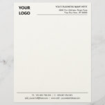 Your Logo Name Info Personalized Office Letterhead<br><div class="desc">Your Colors and Font - Custom Name Simple Personalized Black and White Business Office Letterhead with Logo - Add Your Logo - Image / Business Name - Company / Address / Contact Information - Website / E-mail / Phone - Resize and move or remove and add elements / image with...</div>