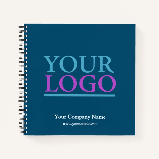 Your Logo Name & Website, Ocean Blue Promotional Notebook (Front)