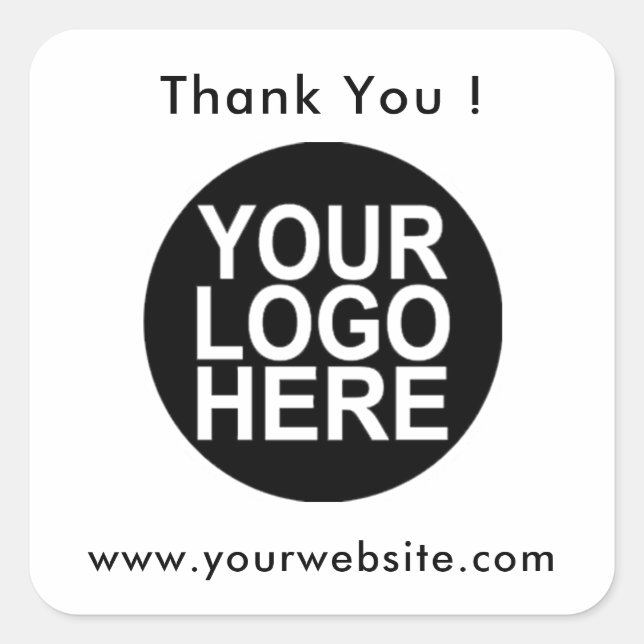Your Logo, Name & Website Promo Classic Round Clas Square Sticker (Front)