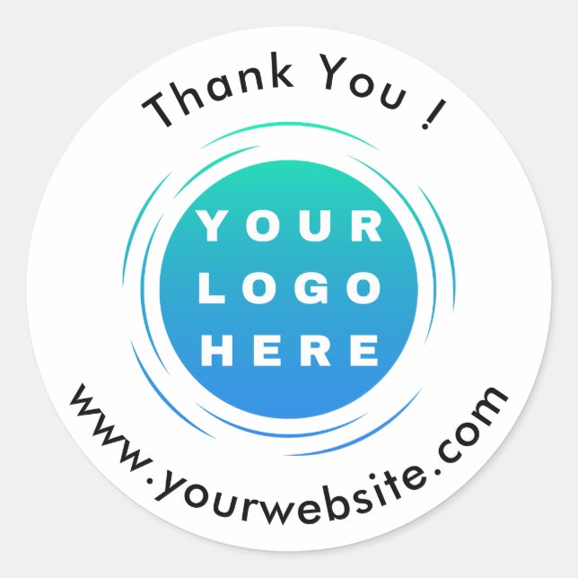 Your Logo, Name & Website Promo Classic Round Sticker (Front)