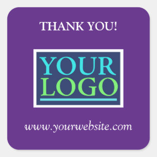 Your Logo, Name & Website Promo, Purple Square Sticker