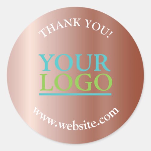 Your Logo Name  Website Promo Rose Gold Classic Round Sticker