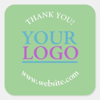 Your Logo, Name & Website Promo Sage Square Sticker