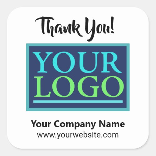 Your Logo Name  Website Thank You Promo White Square Sticker