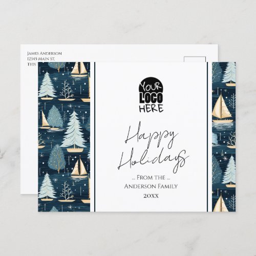 Your Logo Nautical Christmas Greetings  Postcard