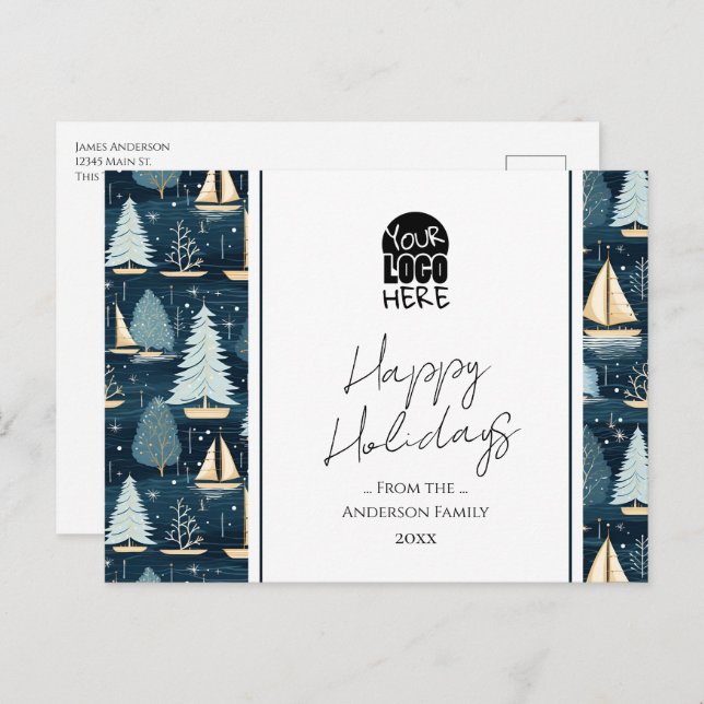 Your Logo Nautical Christmas Greetings  Postcard (Front/Back)