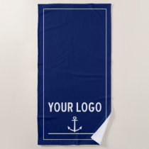 Your Logo Nautical Navy Blue Boat Beach Towel