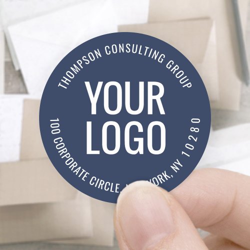 Your Logo Navy Blue and White Return Address Label