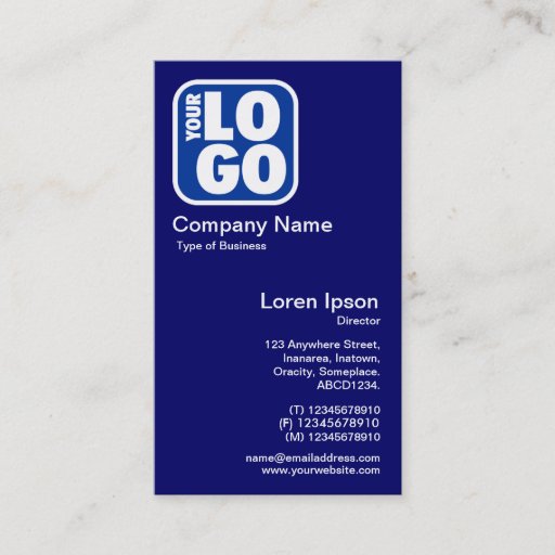 Customizable Your Logo - Navy Blue Business Card Template