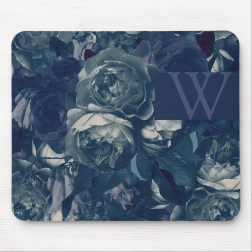 Your Logo Navy Rose Bouquet Mouse Pad