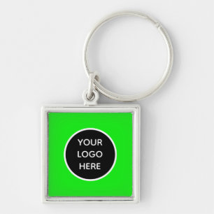 Your Logo Neon Green Elegant Yellow Business Keychain