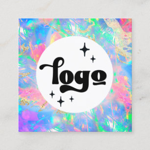 your logo neon opal square business card