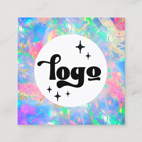your logo neon opal  square business card