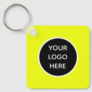 Your Logo Neon Yellow Elegant Yellow Business Keychain