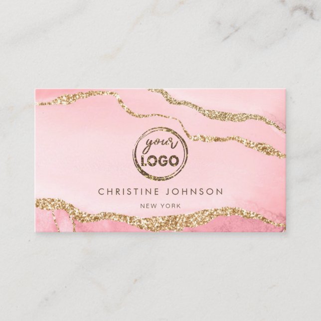 your logo on agate background business card (Front)