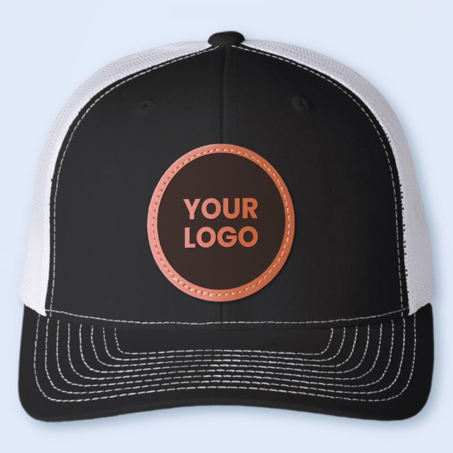 Your Logo on Black Background Leather Patch Hat (Creator Uploaded)