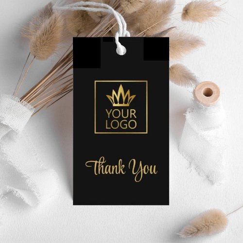 Your Logo on Black Thank You Gift Tags