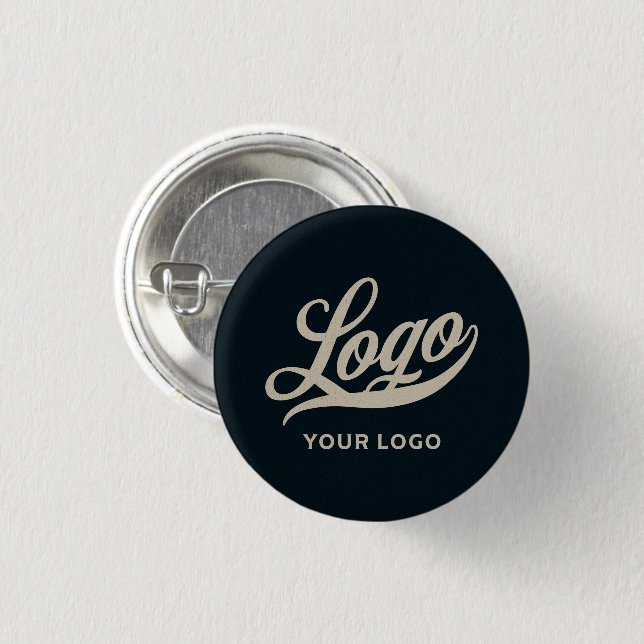 Your Logo on Blue Business Simple Minimal Button (Front & Back)