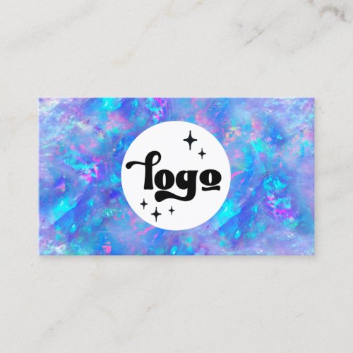 your logo on blue opal texture business card