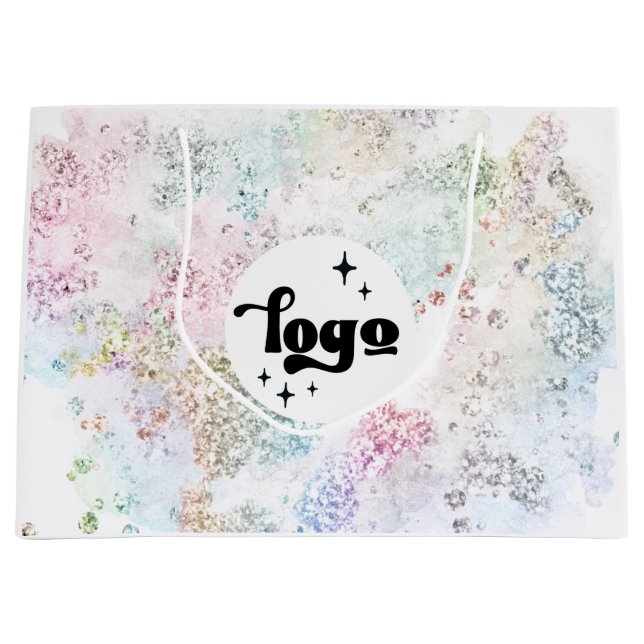 your logo on faux chunky glitter design large gift bag (Front)