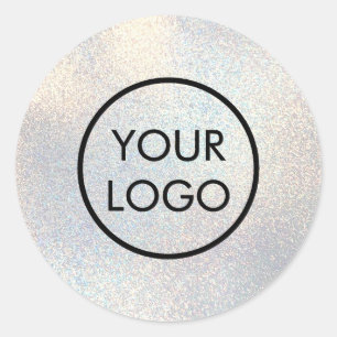 your logo on faux glitter classic round sticker