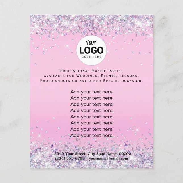 your logo on faux purple glitter background flyer (Front)