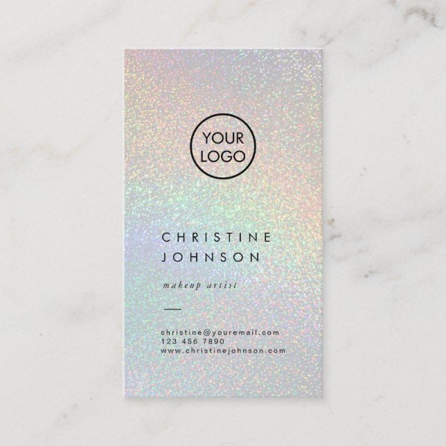 your logo on faux rainbow glitter business card (Front)