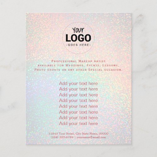 your logo on faux rainbow glitter pastel colors flyer