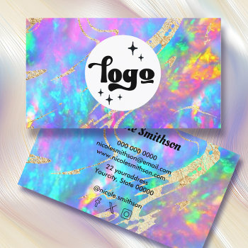 Your Logo On Fire Opal Background Business Card by holyart at Zazzle