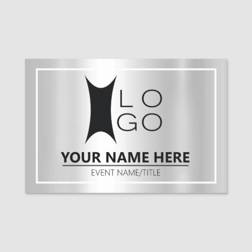 Your Logo on Metallic Silver ID634 Name Tag
