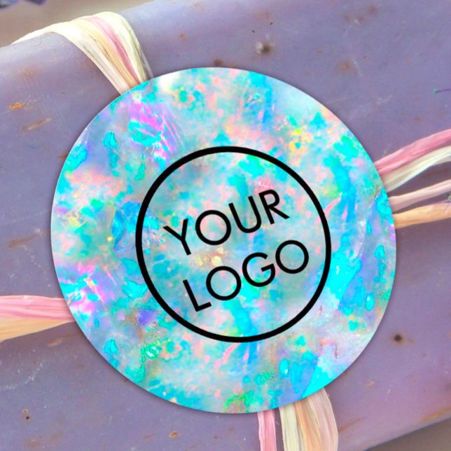 your logo on opal inspired texture classic round sticker (Creator Uploaded)