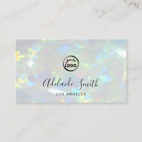 your logo on opal photo background business card