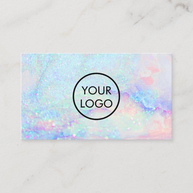your logo on pastel gemstone glitter business card (Front)