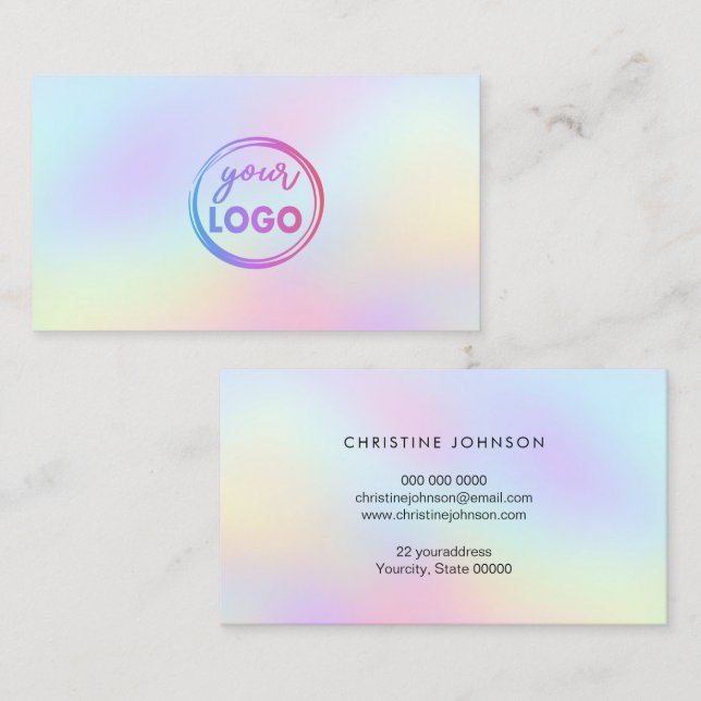 • your logo on pastel gradient background business card (Front/Back)